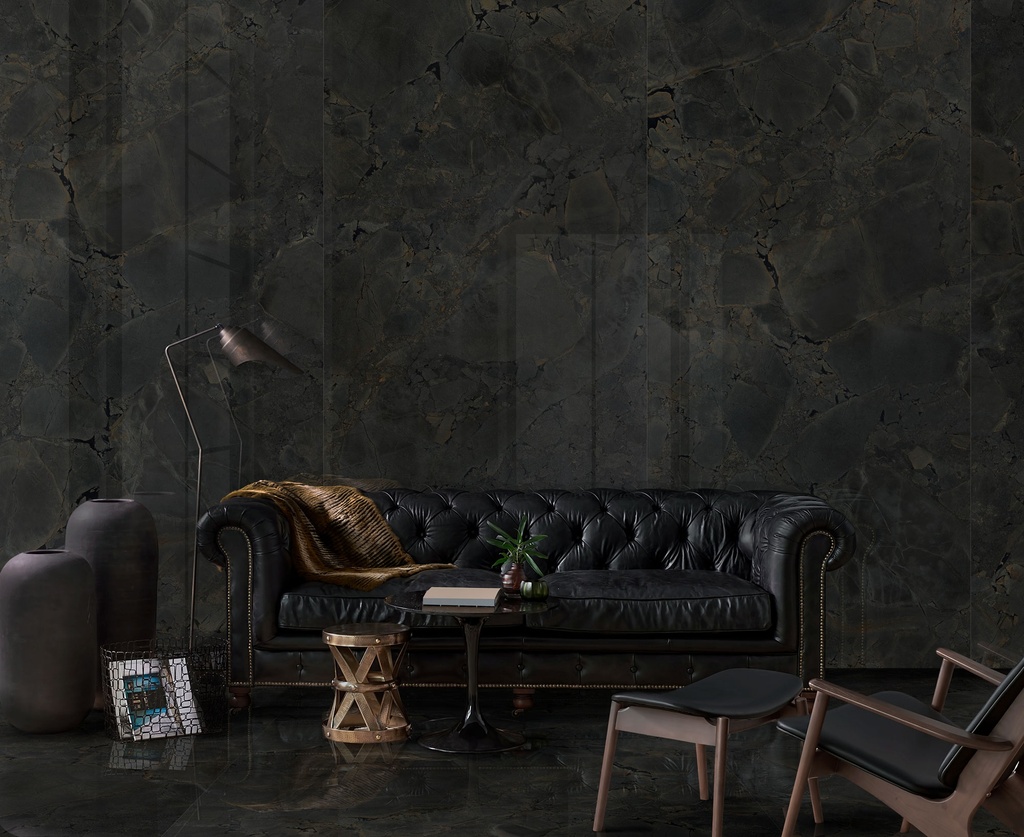 Porcelaine — Jurassic Black Polished 1200 x 3000 - 6mm