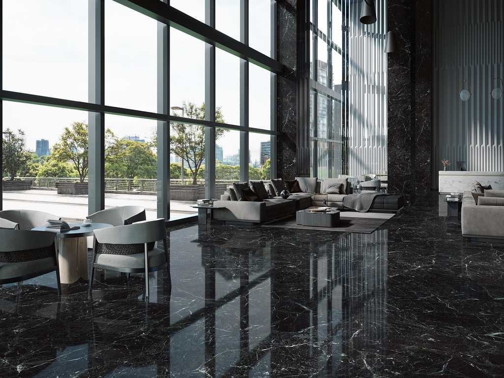 Porcelaine — Caviar Green Polished 1200 x 3000 - 6mm