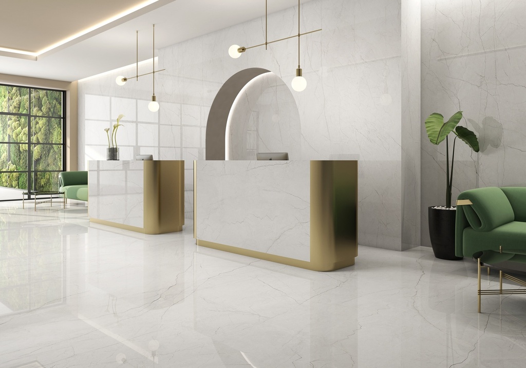 Porcelaine — Omnia White Polished 1200 x 3000 - 6mm